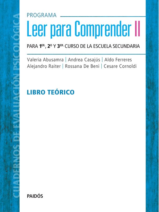 Title details for Programa Leer para comprender II- libro teórico by Alejandro Guillermo Raiter - Available